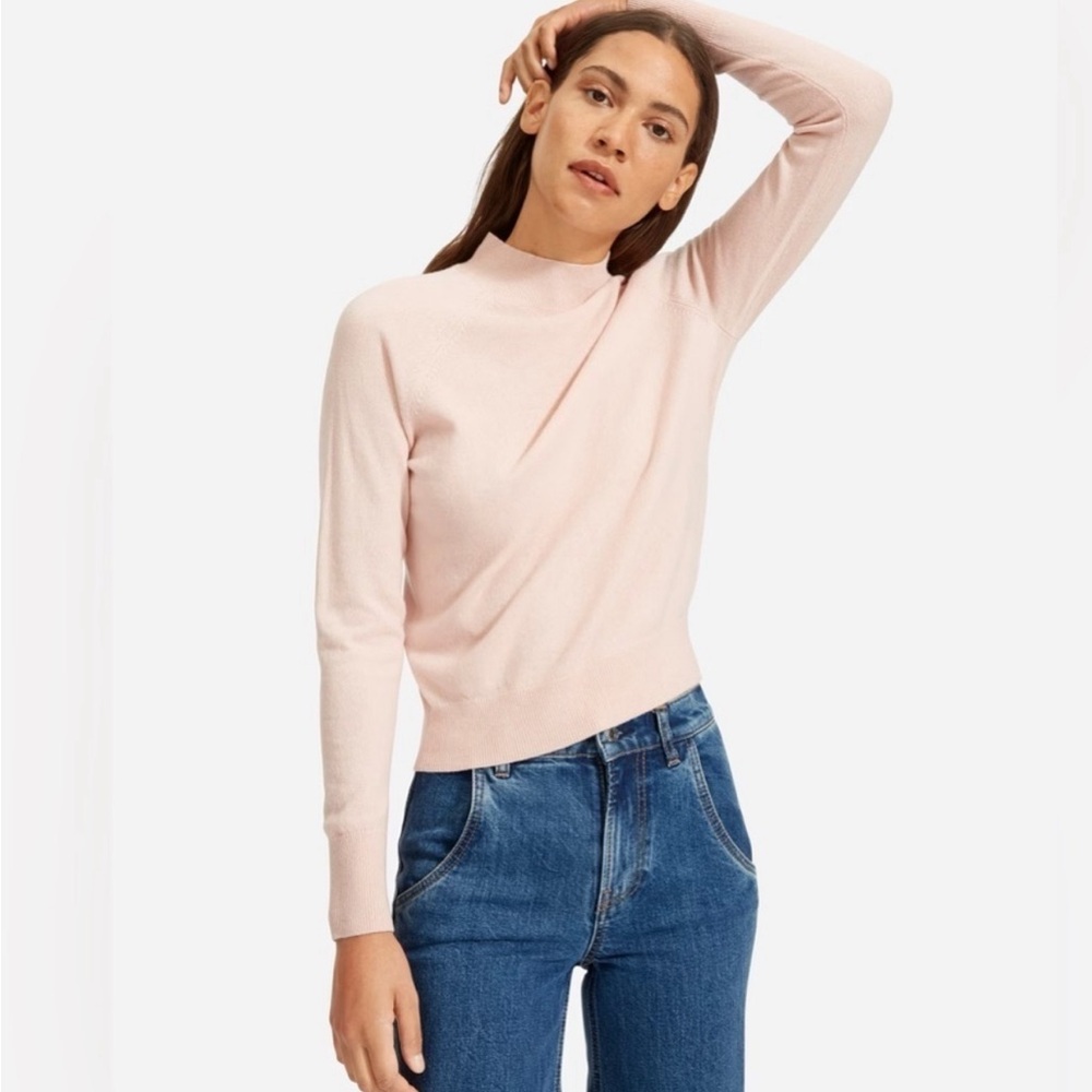 Everlane Pale Pink Cashmere Mock Neck Pullover Sweater Size Small